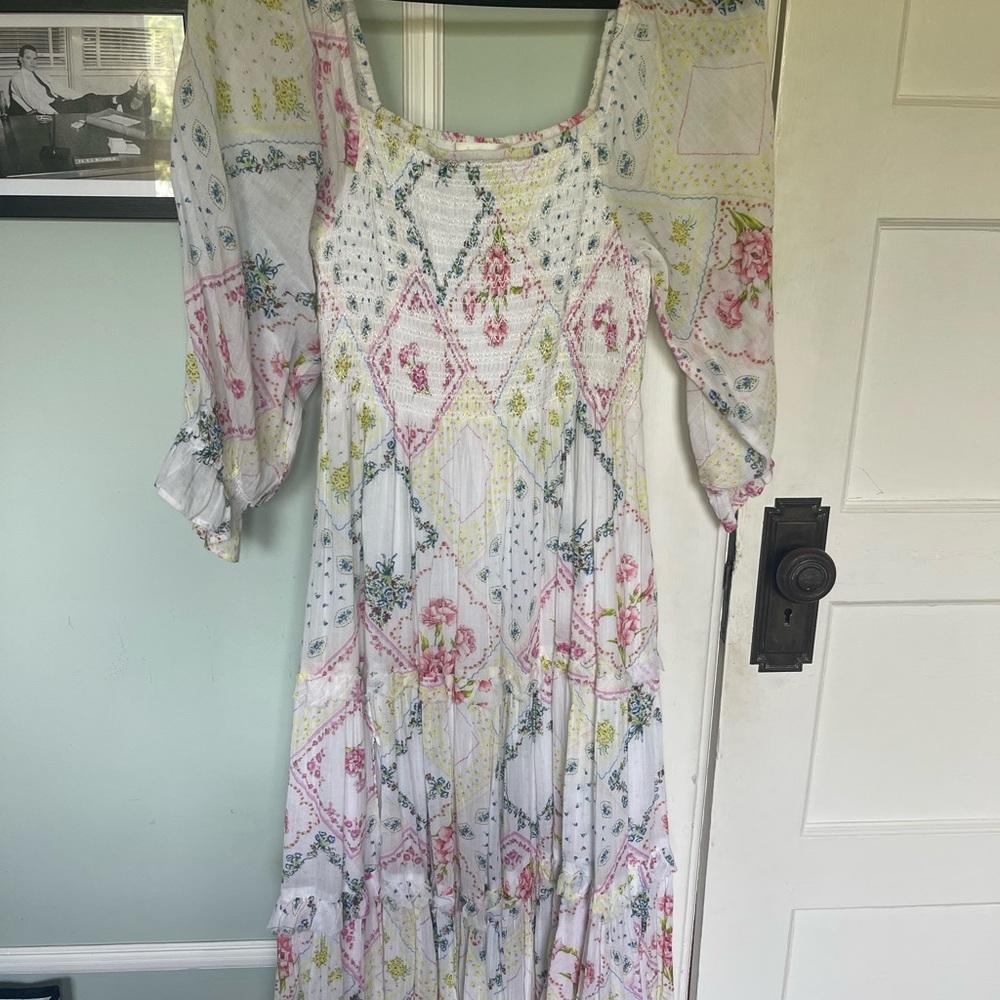 LoveShackFancy Pink and Blue Smocked Sundress